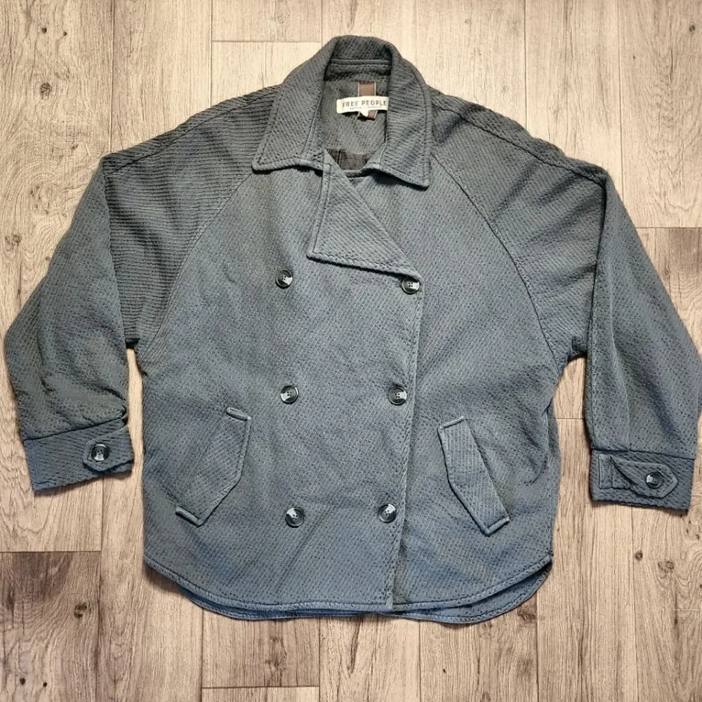 Free People Remi Cord Shirt Jacket Dolman Sleeve Gray Size M - Picture 4 of 10